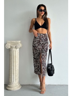 Very Moda Leopar Desenli Uzun Kalem Etek | F1665