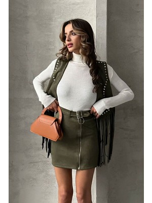 Very Moda Süet Fermuarlı Etek | F0121