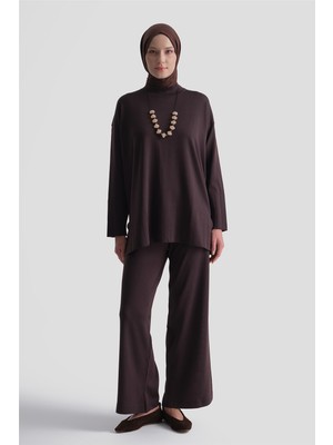 Armine Basic Triko Takım Acı Kahve