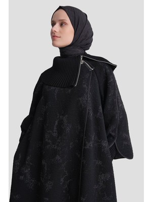 Armine Desenli Kruvaze Kap Siyah