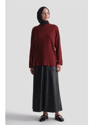 Armine Başak Desenli Kazak Bordo