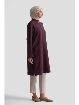 Armine Cep Detaylı Basic Tunik Mürdüm