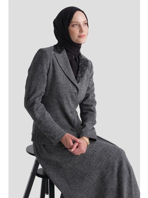 Armine Dantelli Tüvit Ceket Antrasit
