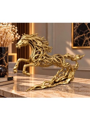 Ersu Store Dekoratif Gold At Figürü – Modern Şık At Heykeli – Ev ve Ofis Dekorasyonu