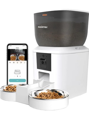 Haustier QQ029-DUAL Kameralı 1080P Gece Görüş, Akıllı Kedi Köpek Mama Kabı, 2.4ghz/5ghz, 4lt, Metal Kase