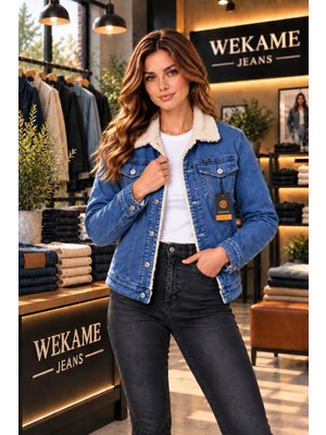 Wkm Kadın Casual Regular Fit Içi Kürklü Kot Ceket