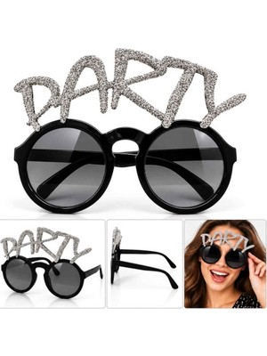 İlkyaz Fashion Gümüş Simli Party Yazılı Parti Gözlüğü