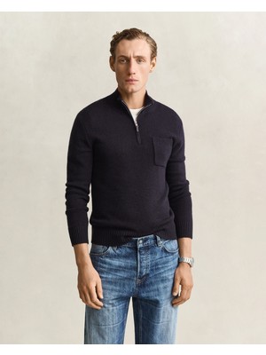 Gant Erkek Lacivert Yarım Fermuarlı Kaşmir Kazak 8050335.433