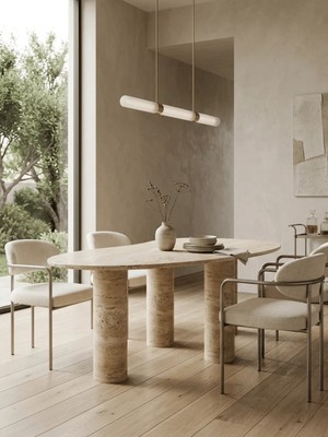 Miarik Design Boo-Traverten Mermer Yemek Masası