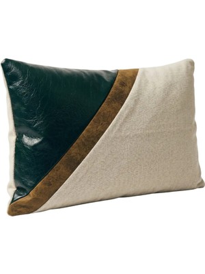 Ovola Geometrik Desenli Kırlent Kılıfı 30X50 cm - Yeşil Kahve Bej Modern Dekoratif Yastık Kılıfı