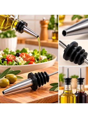 4 Adet Paslanmaz Çelik Şişe Ucu Servis Aparatı Yağdanlık Tıpa Tapa Mantar Bar Restaurant Otel Için H