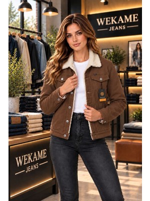 Wkm Kadın Casual Regular Fit Içi Kürklü Kot Ceket