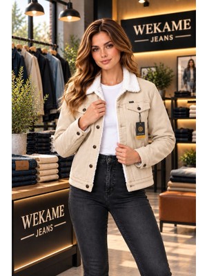 Wkm Kadın Casual Regular Fit Içi Kürklü Kot Ceket