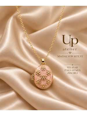 Up Atelier 925 Ayar Gümüş Ithal Zincirli Kapaklı Madalyon Kolyeler 40-45CM Ayarlanabilir
