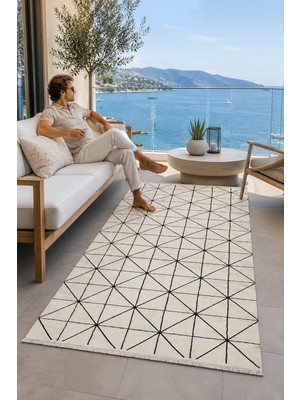 Sultan Halı Sultan Zen Piramit Desen Krem Modern Akrilik Makine Dokuma Salon Halısı