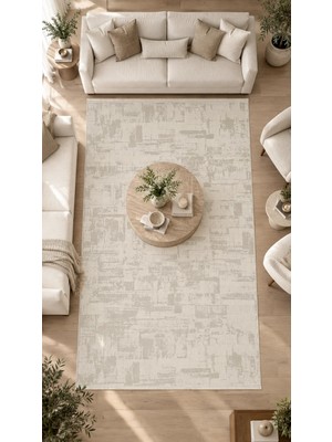 Sultan Halı Beliz Viskon Krem Soyut Desenli Premium Salon Halısı