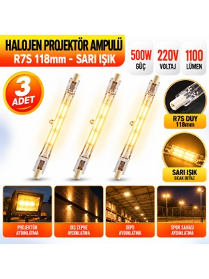 Halojen Projektör Ampulü 500W 220V R7S 118MM 1100LM GM-R7S 500W