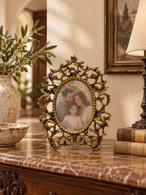 Virtus Vırtus Bronz Oval Fotoğraf Çerçevesi