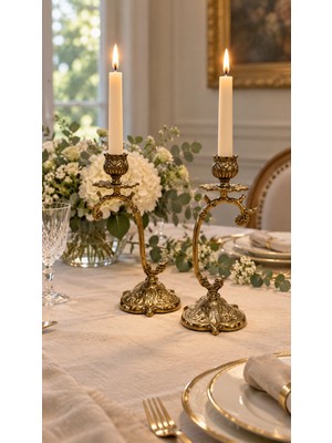 Virtus Vırtus Bronz 2’li Mumluk 19 x 15 cm