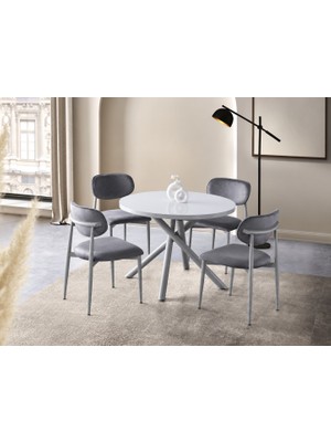 Erezoğulları Mobilya Truva Polo Yuvarlak Açılır Mdf Mutfak Masa Sandalye Takımı 104CM