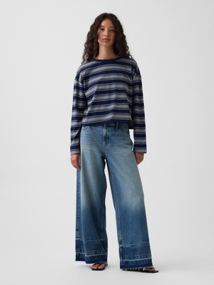 Gap Kadın Mavi Mid Rise Ultrasoft Baggy Jean Pantolon