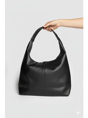 Era Boutique Tr Kadın Siyah Büyük Boy Omuz ve Tote Çanta - Geniş Hacim