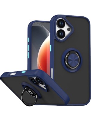 Iphone 17 Montreal Yüzüklü Silikon Kapak - Lacivert