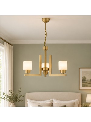Apliqa Torqu 3 Lü Eskitme Boyalı Beyaz Camlı Modern Genç Odası Yatak Odası Salon Avize