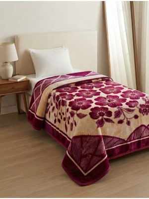 F.ACAR Home Collection Zümrüt Tek Kişilik Çiçek Desenli Pelüş Battaniye (160X220 Cm)