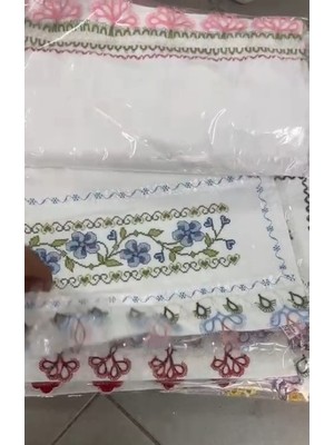 Ulu Pazarlama Pamuklu Kanaviçe Havlu, Çift Taraflı Çeyizlik, Hediyelik Havlu, Kanaviçe Desenli Havlu 1 Adet