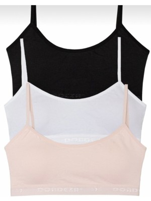 Katmirra Vanilyashop Pedli Yarım Atlet Büstiyer Alıştırma Sütyen 3lü Pembe - Beyaz - Siyah Renk