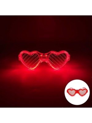 Ulu Pazarlama Kırmızı LED Işıklı Kalp Gözlük ? 3 Modlu Parti & Glow Gözlüğü