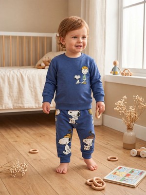 Omeca Concept Snoopy Baskılı Bebek Erkek 2’li Sweatshirt Eşofman Takımı