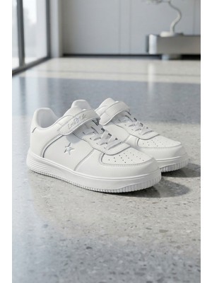 Beyaz Günlük Sneaker Cırtlı Unisex Çocuk Spor Ayakkabı