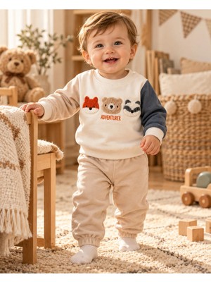 Omeca Concept Hayvan Figürlü Erkek Bebek 2’li Sweatshirt Eşofman Takımı