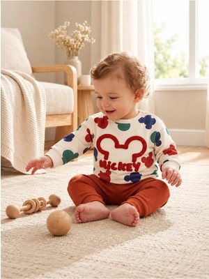 Omeca Concept Mickey Desenli Bebek 2’li Sweatshirt Eşofman Takımı