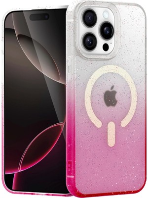 Iphone 14 Pro Pummel Shiny Magsafe Kapak - Pembe