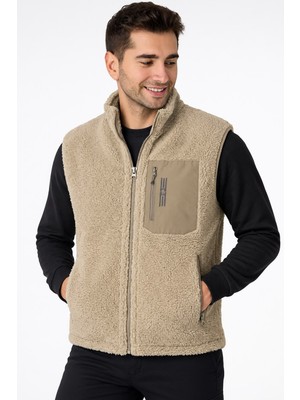 Crozwise Bej Erkek Outdoor Polar Yelek 4019-02