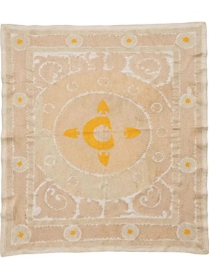 Etnik Bulvar Suzani Pamuk Kahverengi Masa Örtüsü 123 x 147 cm