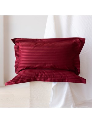 Tekstil Home Çizgili Pamuk Saten 2'li Oxford Yastık Kılıfı