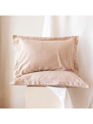 Tekstil Home Çizgili Pamuk Saten 2'li Oxford Yastık Kılıfı
