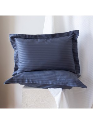 Tekstil Home Çizgili Pamuk Saten 2'li Oxford Yastık Kılıfı