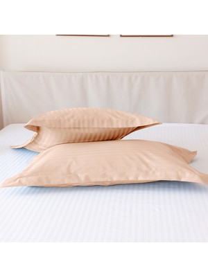 Tekstil Home Çizgili Pamuk Saten 2'li Oxford Yastık Kılıfı