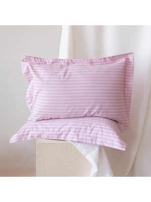 Tekstil Home Çizgili Pamuk Saten 2'li Oxford Yastık Kılıfı