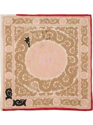 Etnik Bulvar Suzani Pamuk Kahverengi Masa Örtüsü 135 x 137 cm