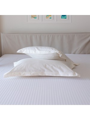 Tekstil Home Çizgili Pamuk Saten 2'li Oxford Yastık Kılıfı