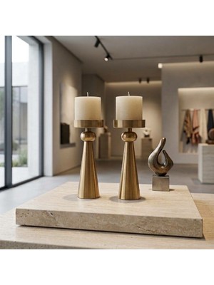 Lussart Collection Nova Şamdan / Mumluk 2 Li Takım Eskitme