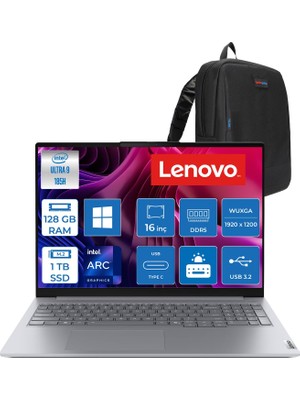 Lenovo Thinkbook 16 Gen 8 Ial  Intel Ultra 9 185H Aı 128GB Ddr5 1tb SSD Intel® Arc™ Graphics 16" Wuxga (1920X1200) IPS 300NITS Anti-Glare WIN11HOME Bilgisayar Z21SK00JVTXH38+ZETTAÇANTA