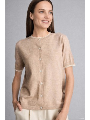 DeFacto Regular Fit Bisiklet Yaka Düğmeli Dokulu Triko Basic Hırka H1289AX26AU
