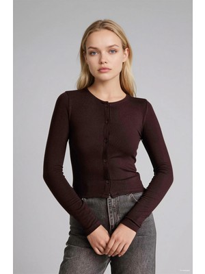 DeFacto Fitted Bisiklet Yaka Crop Ribana Basic Hırka G9457AX26SP